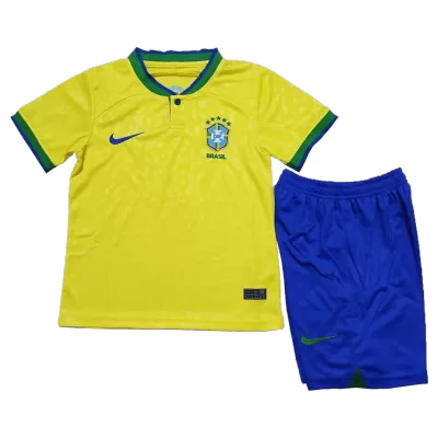 Kids Brazil Home Soccer Jersey Kit (Jersey+Shorts) 2022 - World Cup 2022 - Pro Jersey Shop