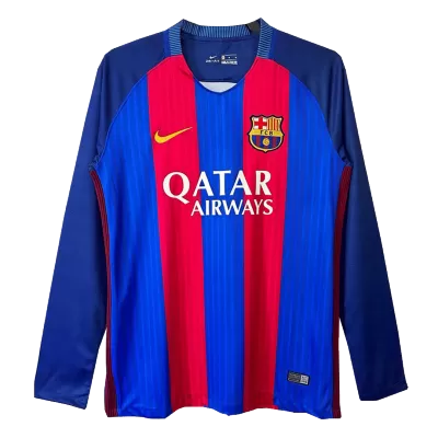 Men's Retro 2016/17 Replica Barcelona Home Long Sleeves Soccer Jersey Shirt - Pro Jersey Shop