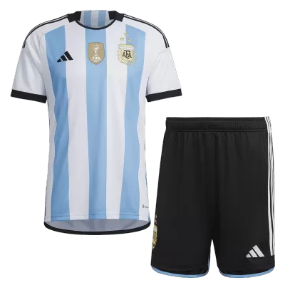 Kids Argentina 3 Stars Home Soccer Jersey Kit (Jersey+Shorts) 2022 - Pro Jersey Shop