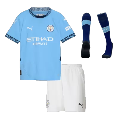 Kids Manchester City Home Soccer Jersey Whole Kit (Jersey+Shorts+Socks) 2024/25 - Pro Jersey Shop