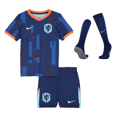 Kids Netherlands Away Soccer Jersey Whole Kit (Jersey+Shorts+Socks) Euro 2024 - Pro Jersey Shop