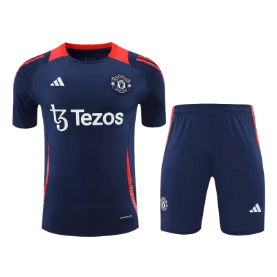 Men's Manchester United Pre-Match Training Soccer Jersey Kit (Jersey+Shorts) 2024/25 -Navy - Pro Jersey Shop