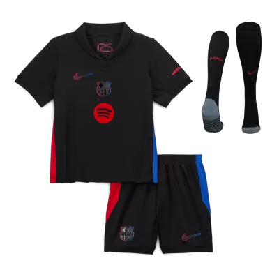 Kids Barcelona Away Soccer Jersey Whole Kit (Jersey+Shorts+Socks) 2024/25 Spotify Logo Without Text - Pro Jersey Shop