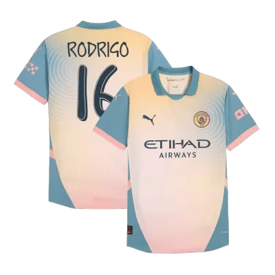 UCL Men's Authentic RODRIGO #16 Manchester City Fourth Away Soccer Jersey Shirt 2024/25 Definitely City- Player Version - Pro Jersey Shop