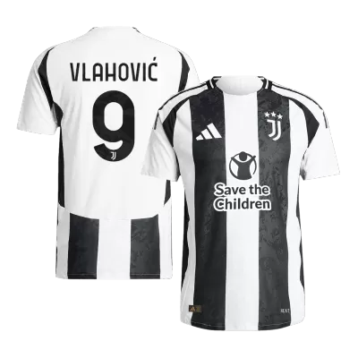 Men's Authentic VLAHOVIĆ #9 Juventus Home Soccer Jersey Shirt 2024/25 Save The Children Sponsor- Player Version - Pro Jersey Shop