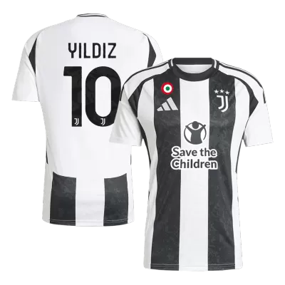 Men's YILDIZ #10 Juventus Save The Children Sponsor Home Soccer Jersey Shirt 2024/25 - Fan Version - Pro Jersey Shop